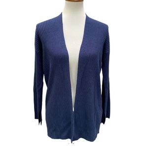 Eileen Fisher Organic Linen Knit Angled Front Cardigan Sweater Indigo PS